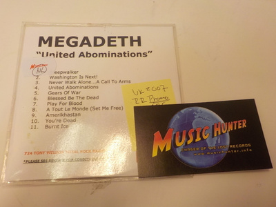 MEGADETH - UNITED ABOMINATIONS VERY RARE PROMO SLEEVE CDR