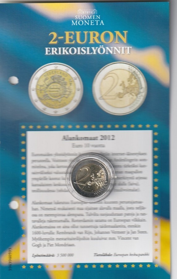 ALANKOMAAT 2€ 2012 PILLERISSÄ AITOUSTODISTUKSELLA
