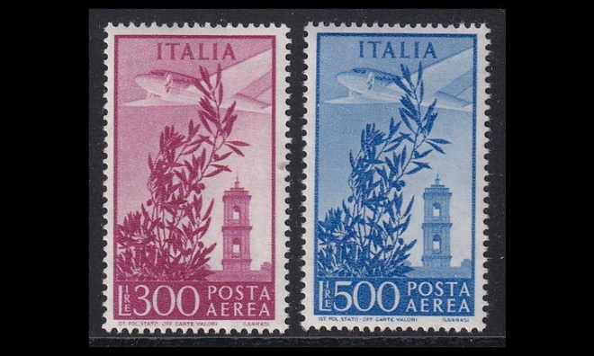 Italia 963-4 ** Lentoposti (1956)
