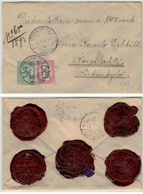 1927 vakuutettu kirje  TERVAJOKI AS
