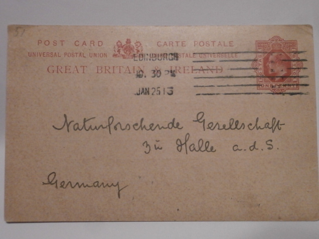 KIRJEKORTTI  8. POST CARD GREAT BRITAIN&IRELAND PV 25.1.1913