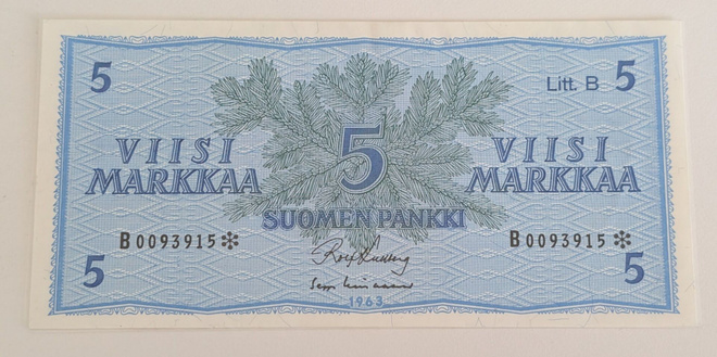 5 Markkaa 1963 Litt. B tähti B0093915
