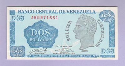 Venezuela  Bolivares v.1989 UNC P-69