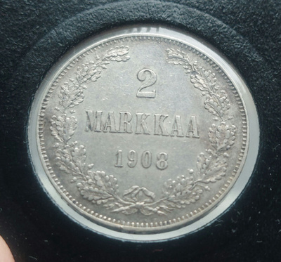 2 markkaa 1908 - hyväkuntoinen 