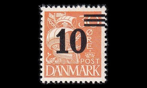 Tanska 216 ** Laiva 10/30 öre päällepainama (1934)