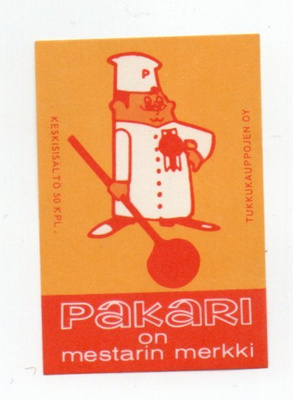 Tukkukauppojen OY PAKARI ON MESTARIN MERKKI. Etiketti