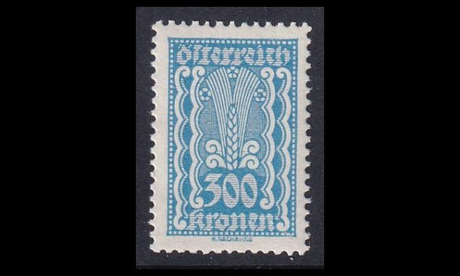 Itävalta 385 ** Käyttösarja maatalous 300 Kr (1922)