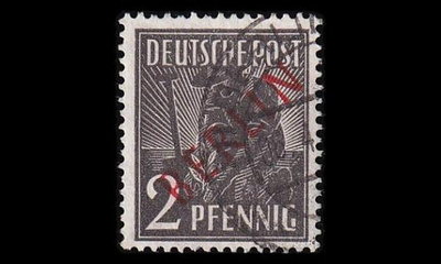 Berlin 21 o Punainen päällepainama 2 Pf (1949)