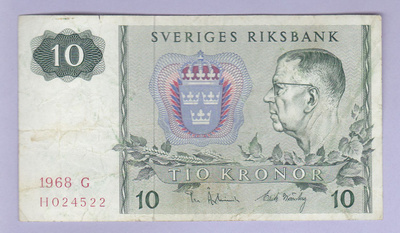 Ruotsi 10 Kronor v.1968 P-52b