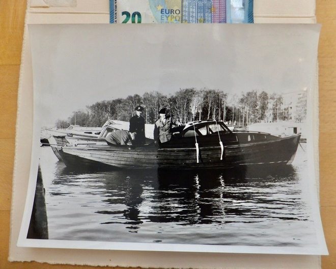 VANHA Valokuva Poliisivene Vaasa n. 1940-l
