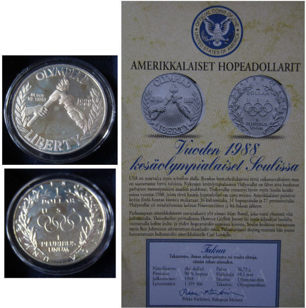 Silver dollar "Kesäolympialaiset Soulissa"  1988
