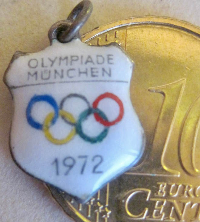 VANHA Merkki Riipus Olympia Saksa Munchen 1972 Hopeaa