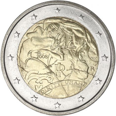 Italia 2008 2 € Ihmisoikeuksien julistuksen 60. juhlavuosi