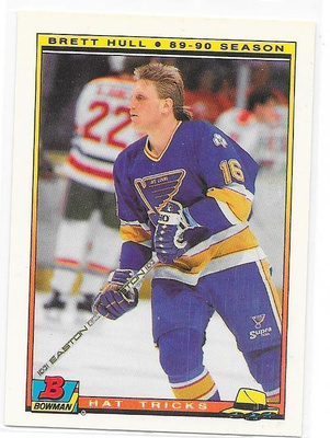 1990-91 Bowman Hat Tricks #1o22 Brett Hull St Louis Blues