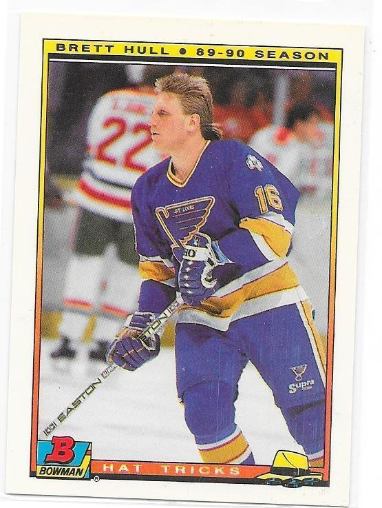1990-91 Bowman Hat Tricks #1o22 Brett Hull St Louis Blues
