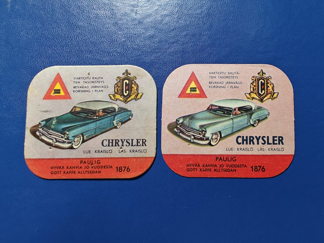 PAULIG KAHVIN KAHVILAPPUJA 2 KPL CHRYSLER TYYPPI 1 JA 2