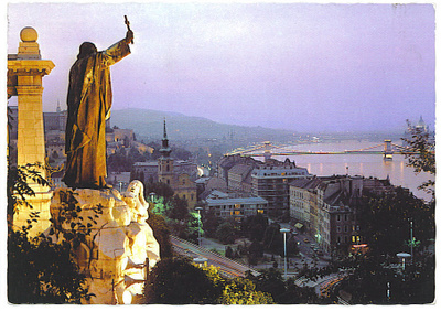 Unkari : Budapest, kaupunkinäkymä St. Gellért - patsaalta