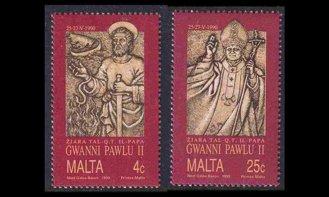 Malta 841-2 ** Paavin vierailu (1990)