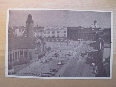 VANHA Postikortti Helsinki Rautatieasema 1940-luku