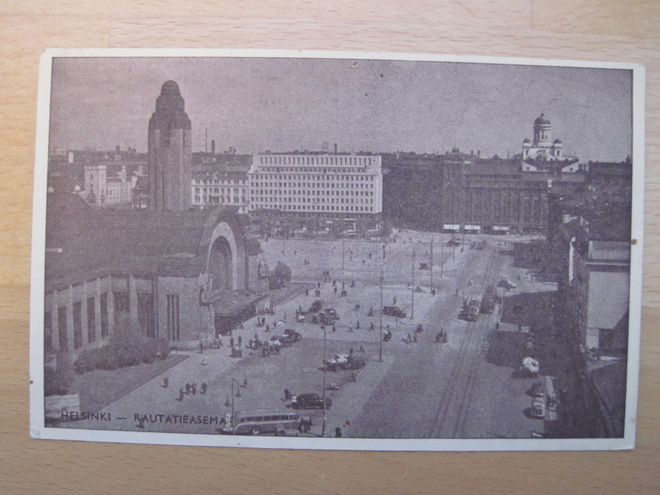 VANHA Postikortti Helsinki Rautatieasema 1940-luku