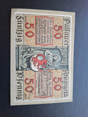 Saksa Kriegsgeld Passau 50 Pfennig 1918