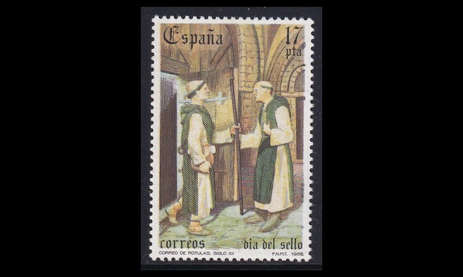 Espanja 2695 ** Postimerkin päivä munkkiposti (1985)