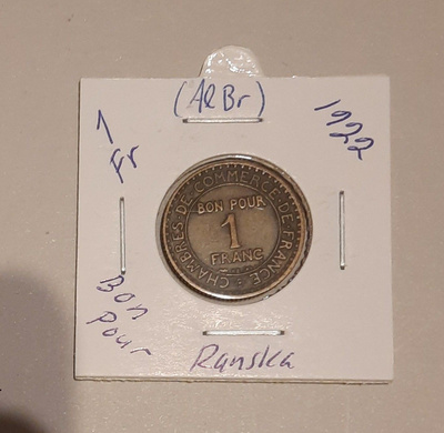 Ranska Bon Pour 1Fr, Merkurius kaupan jumala, 1922