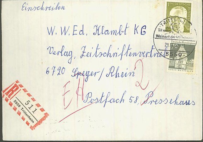 Bund Mi 644 ym R-kirje