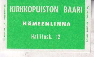 Hämeenlinna. Kirkkopuiston Baari, e260