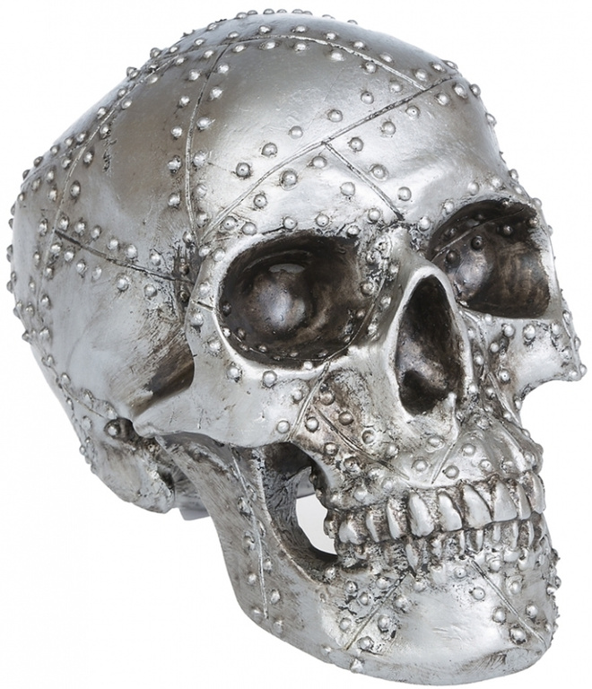 SKULL STEEL 19 X 14CM	(5 889)	(dod-380) polyresin