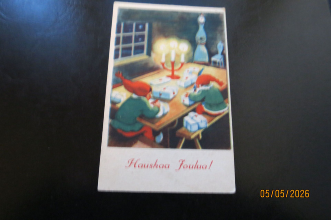 VANHA PIENI JOULUKORTTI KULKENUT 11 x 7 cm