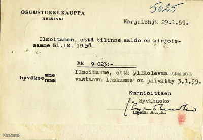 FIRMAKORTTI KARJALOHJA J. SYVÄHUOKO