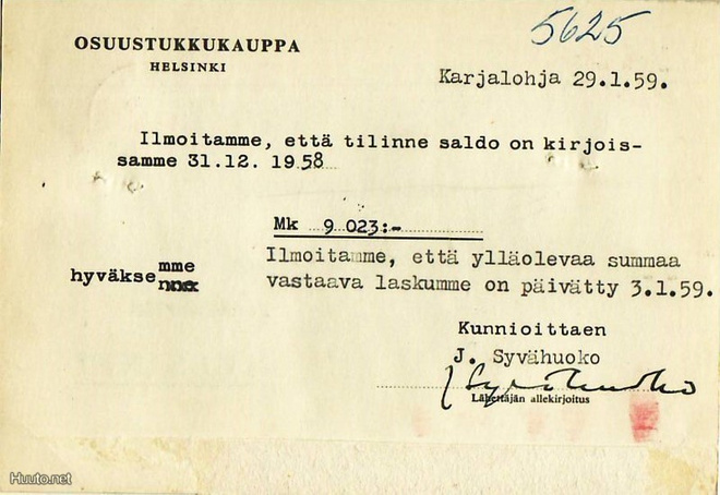 FIRMAKORTTI KARJALOHJA J. SYVÄHUOKO