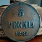 5 PENNIÄ v.1888,1889(meistivika) ja1892 (pieni lyöntimäärä) - pikkukuva 4