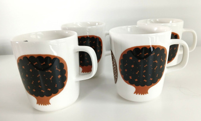 Marimekko Tumman Ruske sävyiset Kompotti mukit 4 kpl, 2,5 dl