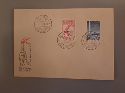 FDC Suomi 1951 Olympia XV, blanco