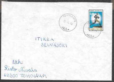 Postilähetys - Nurmi (LAPE 741) Toholampi 12.6.1974