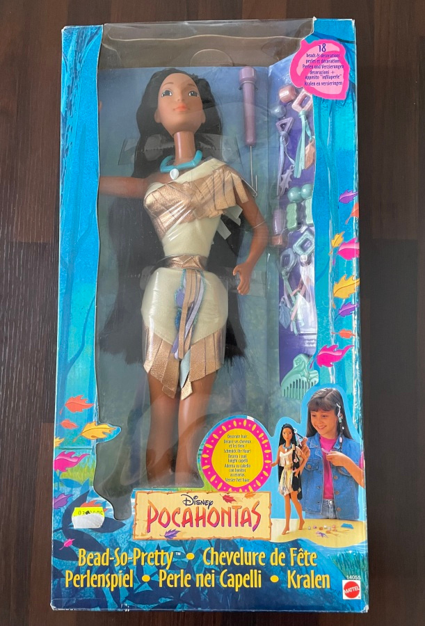 Vintage Disney Pocahontas "Bead-So-Pretty" -nukke UUSI