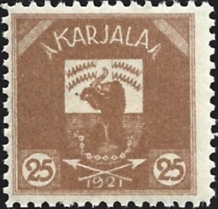 1922 Karjala 25 p kellertävänruskea ** LaPe K 4 a B