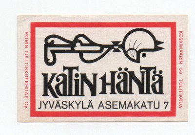 Porin Tulitikkutehdas Katin Häntä. Jyväskylä. Etiketti