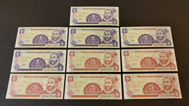 Nicaragua 5 x 1, 5 x 5 Centavos 1991, P167-P168 UNC