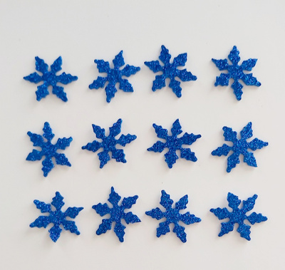 KOHOTARRA "Lumikide".. glitteriä n. 3,5 cm /12 kpl yht.hint.
