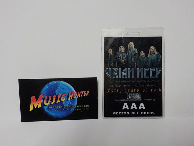 URIAH HEEP THE 40TH ANNIVERSARY TOUR 2010 BACKSTAGE PASSI .