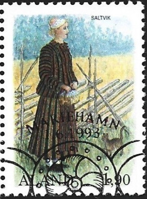Åland 1993 Kansanpuvut 1,90 mk EP Lape 072 alareuna LOISTO
