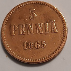 Aleksanteri II, kupari 5 penniä vuodelta 1865. - pikkukuva 1