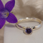 Spinning jewelry 925 hopea sormus violetti kivi. koko 17,5 - pikkukuva 1