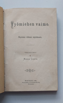 Minna Canth: Työmiehen vaimo (ensipainos, 1885)