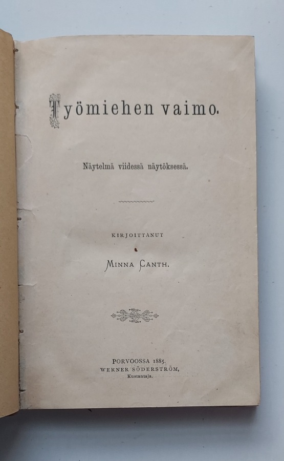 Minna Canth: Työmiehen vaimo (ensipainos, 1885)