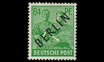 Berlin 16 ** Musta päällepainama 84 Pf (1948)