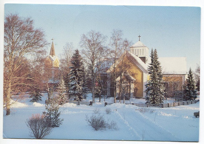 Ikaalinen Kirkko talvella, joulukortti, kulkenut 1987